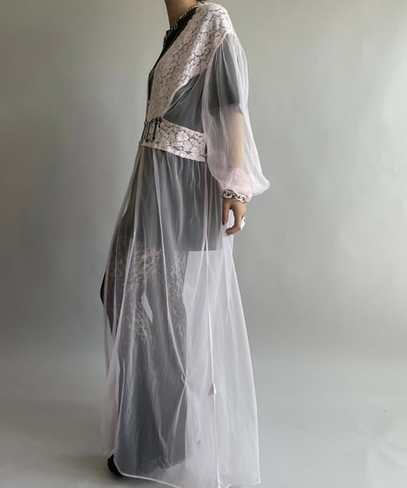 【USED】 Lace Patterned Sheer Long One-Piece/241006-018
