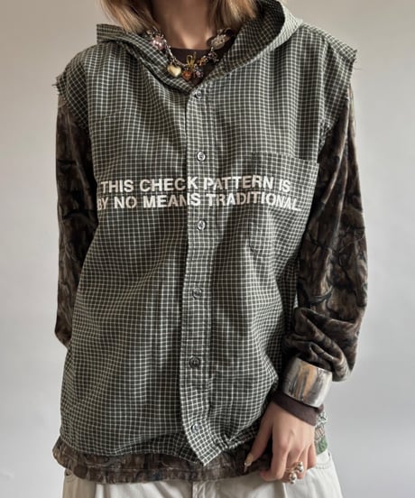 【RE;CIRCLE】 Stencil N/S Hooded Check Shirt  /  250911-005