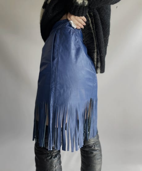 【USED】  Real Leather Fringe Skirt / 231112-011