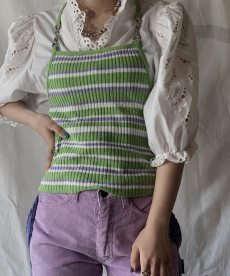 【USED】  Multi Border Rib Knit Camisole /210317-001