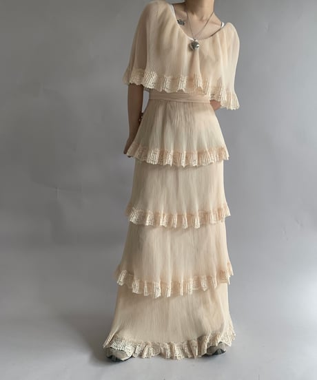 【USED】 Pleats Tiered Long One-Piece /241102-015
