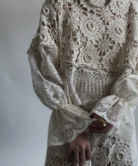 【RE;CIRCLE】 RE Crochet Lace Patchwork Tops / 220427-021