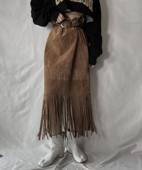 【USED】 Suede Fringe Skirt/210926-011