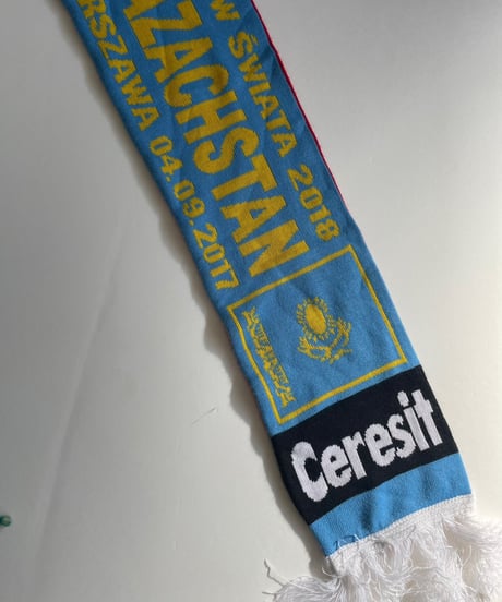 【USED】 Knit Soccer Muffler Light Blue × Red / 230206-028