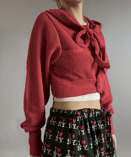 【RE;CIRCLE】 RE Hooded Acrylic Short Cardigan / 260205-009