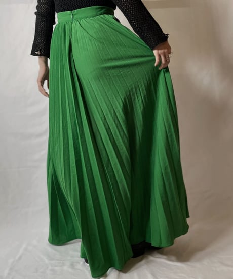 【USED】 Poly Long Pleats Skirt①/20210819-005
