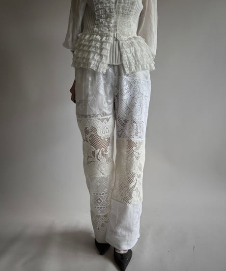 【RE;CIRCLE】 RE Crochet Lace Patch work Pants / 250731-010