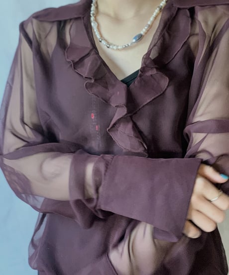 【USED】L/S See-through  Blouse  /210318-007