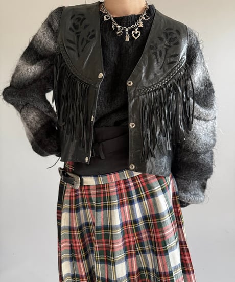 【USED】 Leather Fringe Vest /250102-020