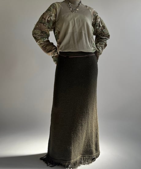 【USED】 Fringe Knit Long Skirt /250111-010