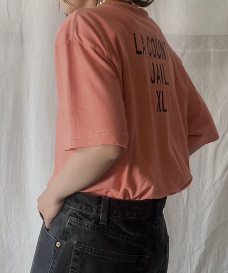 【USED】 S/S T-shirt "LACOUNTY JAIL XL"/210617-029