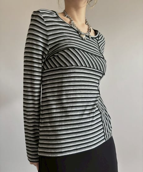 【USED】 SONIA RYKIEL Border Pattern Top/ 260228-012