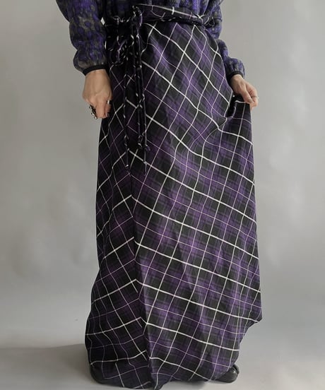 【USED 】Made in USA Check Patterned Long Skirt/ 231216-007