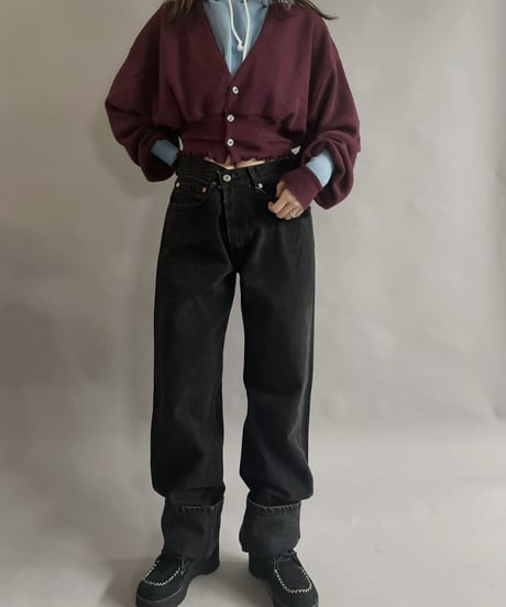 【RE;CIRCLE】 RE Acrylic Knit Cardigan + Hoodie Winered × Light Blue / 230220-002