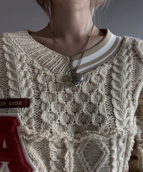【RE;CIRCLE】 RE Aran Knit Wappen Patchwork Pullover Top / 251218-001