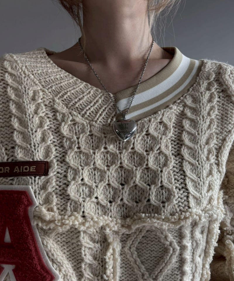 RE;CIRCLE】 RE Aran Knit Wappen Patchwork Pullo