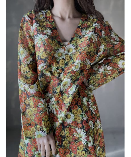 【USED】  Flower Patterned Poly L/S One-piece/220220-005