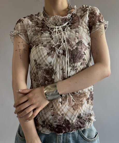 【USED】 Sheer Design S/S Top / 260622-011