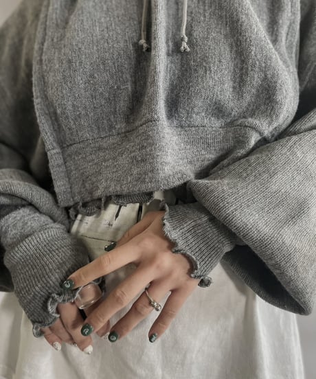 【RE;CIRCLE】 RE Acrylic Knit Cardigan + Hoodie Gray / 230220-008