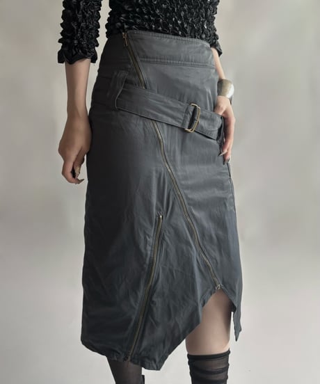 【USED】 Belt Design Zip-Up Skirt / 250906-004