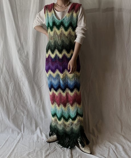 【RE;CIRCLE】 Remake Granny Knit N/S One-piece③/210331-013