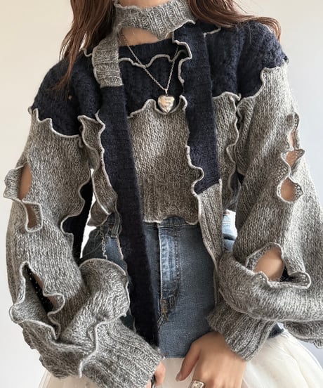 【RE;CIRCLE】 RE Mellow Knit Top + Muffler  /  241226-008