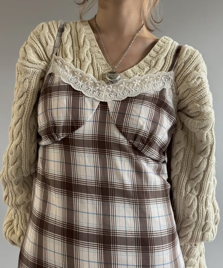 【USED】 Checked Long Camisole One-Piece  /251115-011