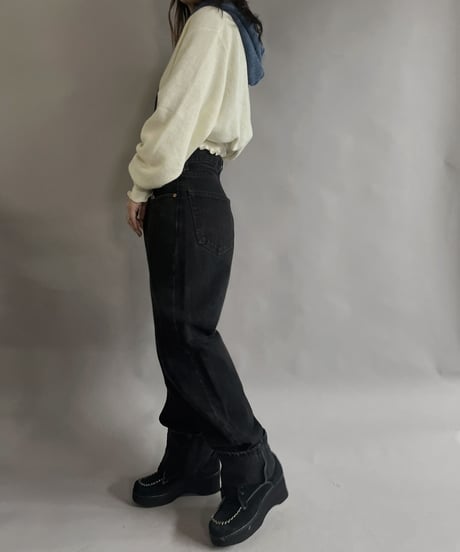【RE;CIRCLE】 RE Acrylic Knit Cardigan + Hoodie White × Blue / 230220-001