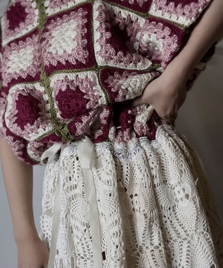 【RE;CIRCLE】 RE Granny Knit×Lace S/S One-piece/210917-010