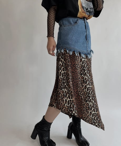 【USED】 Denim Leopard Long Skirt / 220813-004
