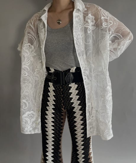 【RE;CIRCLE】 RE Men's Crochet Lace Shirt / 220915-005