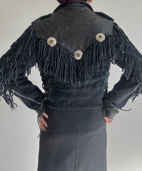 【USED】 Zip Up Fringe Leather Jacket /250201-017