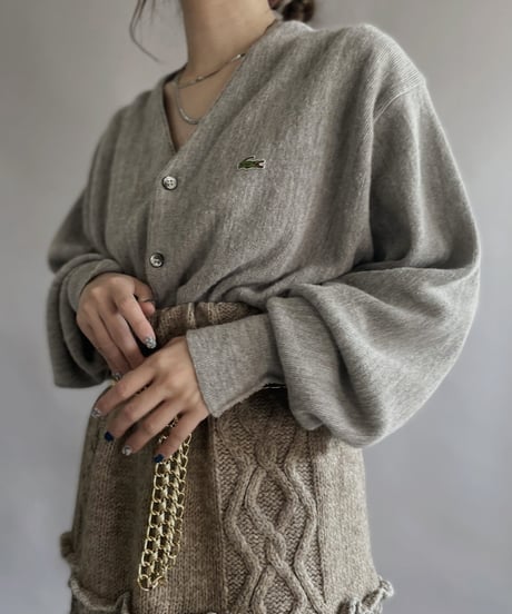 【USED】 IZOD Lacoste Acrylic Cardigan Beige / 230204-002
