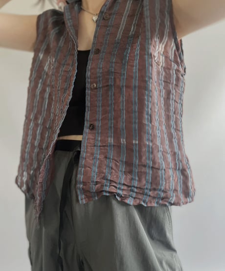 【USED】 Stripe Pattern N/S Vest / 230708-030