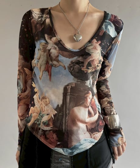 【USED】 Angel Pattern Sheer Top /250927-017