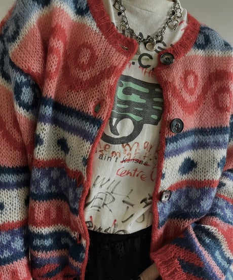 【USED】 Pattern Mohair Knit Cardigan /250111-012