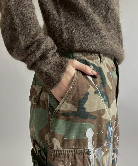 【USED】 Military Camouflage Cut Off Paint Pants /260117-018