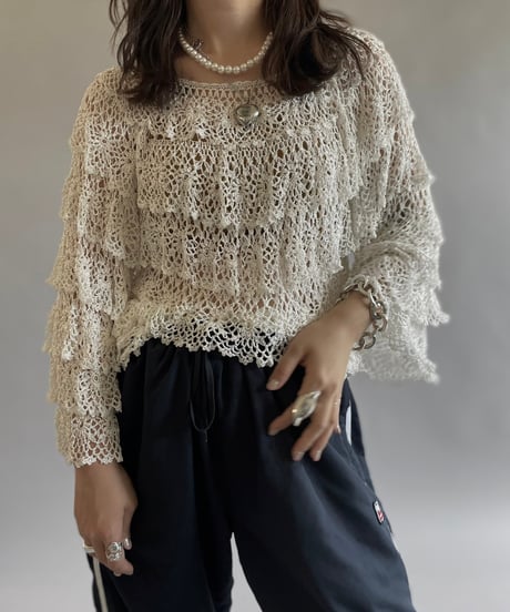 【USED】 Lace Patterned L/S Top  /240608-032