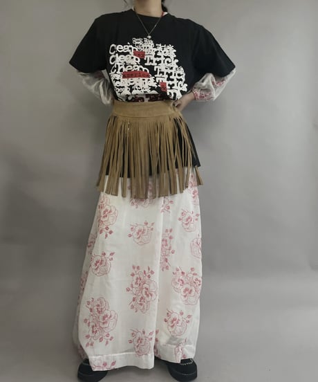 【USED】 Suede Leather Skirt Beige / 230304-002