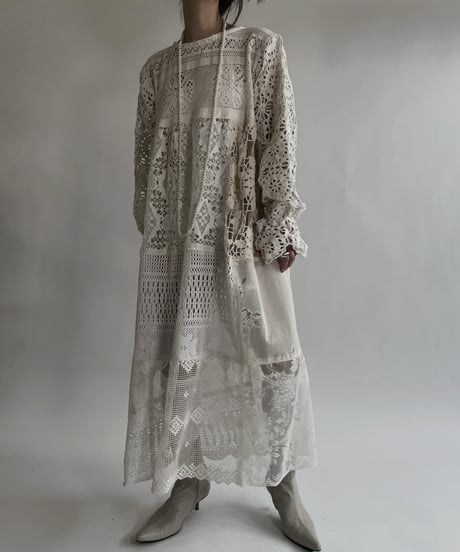 【RE;CIRCLE】 RE Crochet Lace Patchwork One-piece / 220526-011