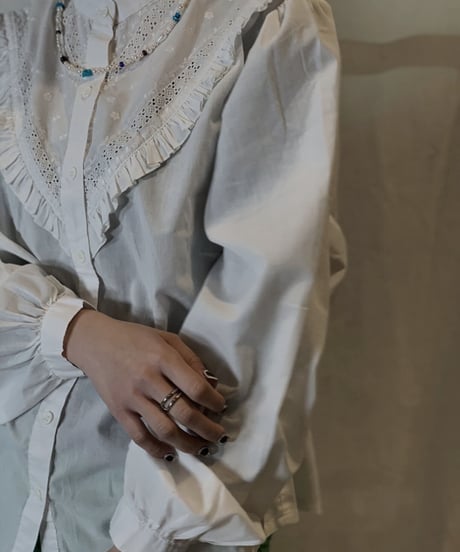 【USED】White Cotton Blouse Shirt/210217-063