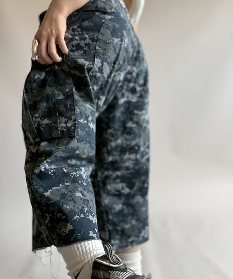 【USED】 Military Camouflage Painted Cut off Shorts  / 250719-002