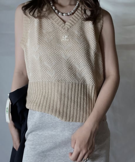 【USED】  Courreges Crochet Knit Vest/211014-042