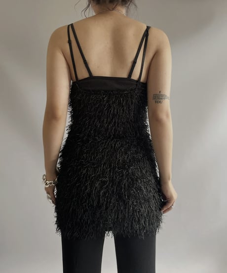 【USED】 Fur Lame Camisole Top / 231009-029