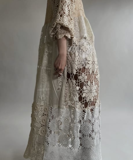 【RE;CIRCLE】 RE Crochet Lace Patchwork One-piece / 220526-012