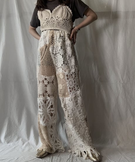 【RE;CIRCLE】 RE Crochet Patchwork Pants / 210630-005