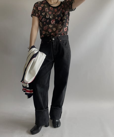 【USED】S/S Flower Patterned Sheer Top/ 230909-017