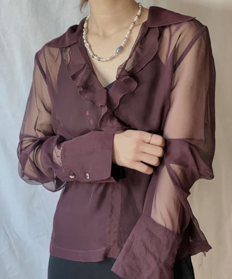 【USED】L/S See-through  Blouse  /210318-007