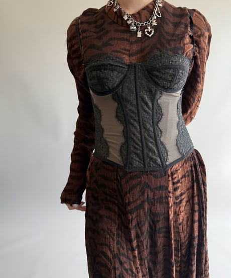 【USED】 Lace Pattern Camisole Corset Top  /250322-031