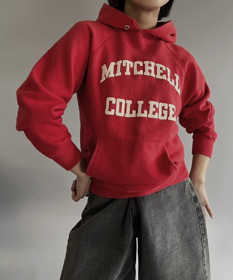 【USED】 Made in USA 80s Champion MITCHELL COLLEGE L/S Parker /240210-022